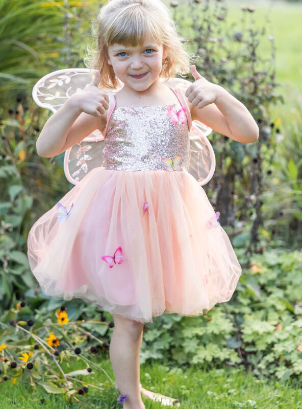 Pink Girls Butterfly Sequin Costume Dress - Lifestyle Image 4