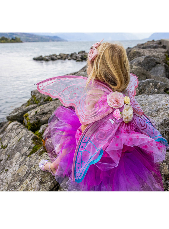 Pink Girls Fairy Costume With Wings - Lifestyle Image 4