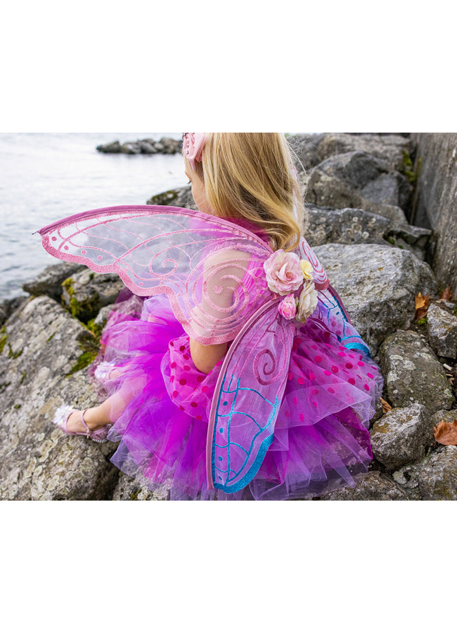 Pink Girls Fairy Costume With Wings - Lifestyle Image 5