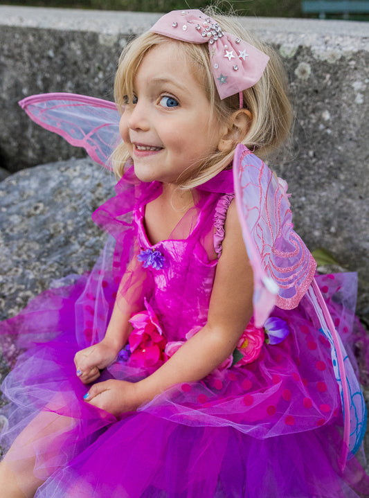 Pink Girls Fairy Costume With Wings - Lifestyle Image 7