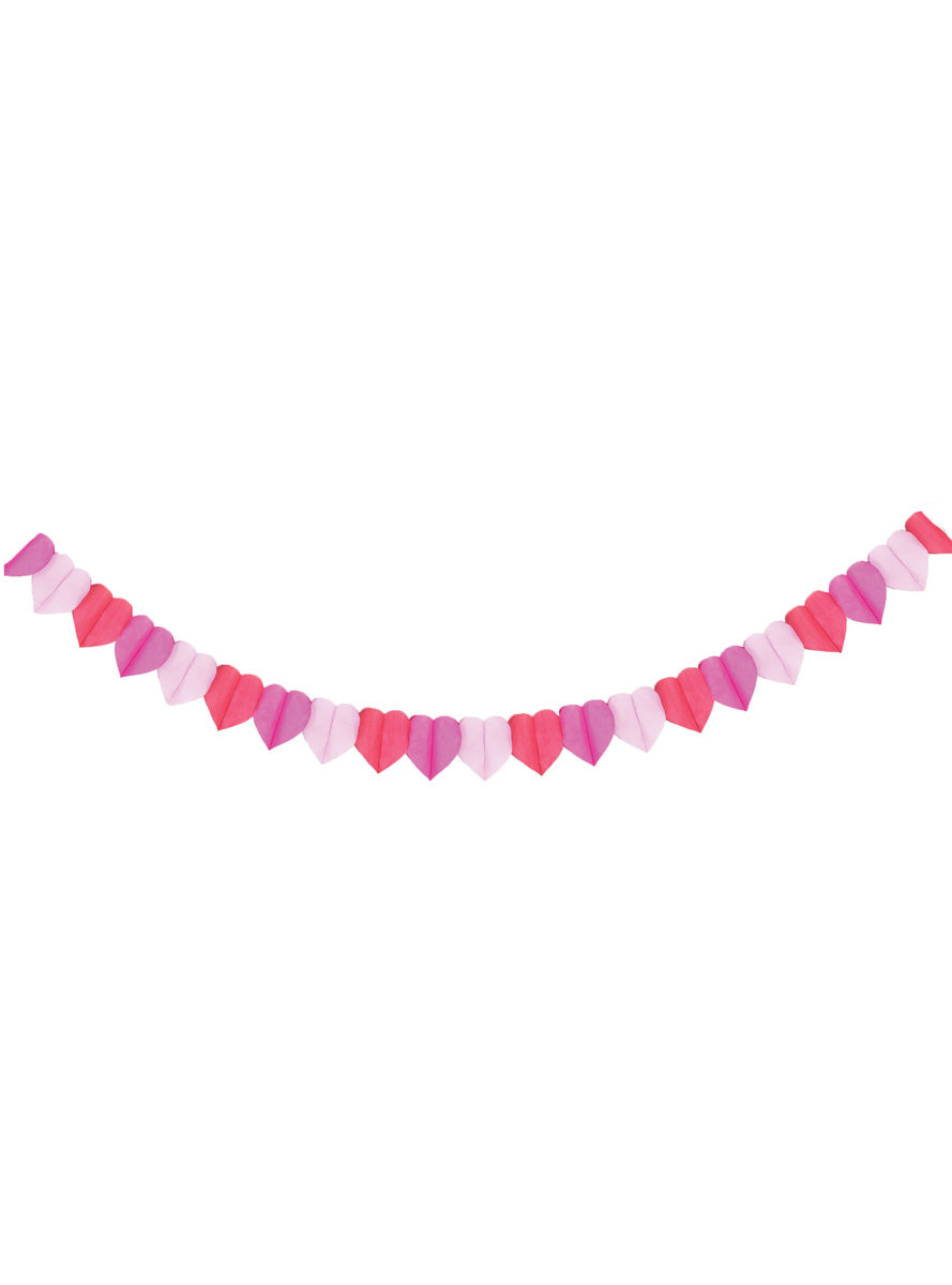 Pink Hearts 3m Long Tissue Paper Banner - Main Image