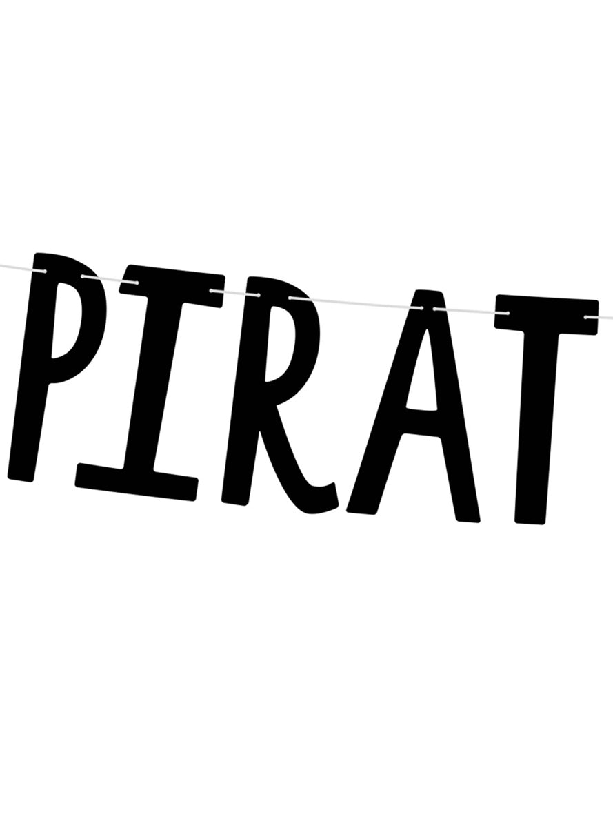 Pirates Party 1m Long Black Skull and Crossbone Banner - Close Image