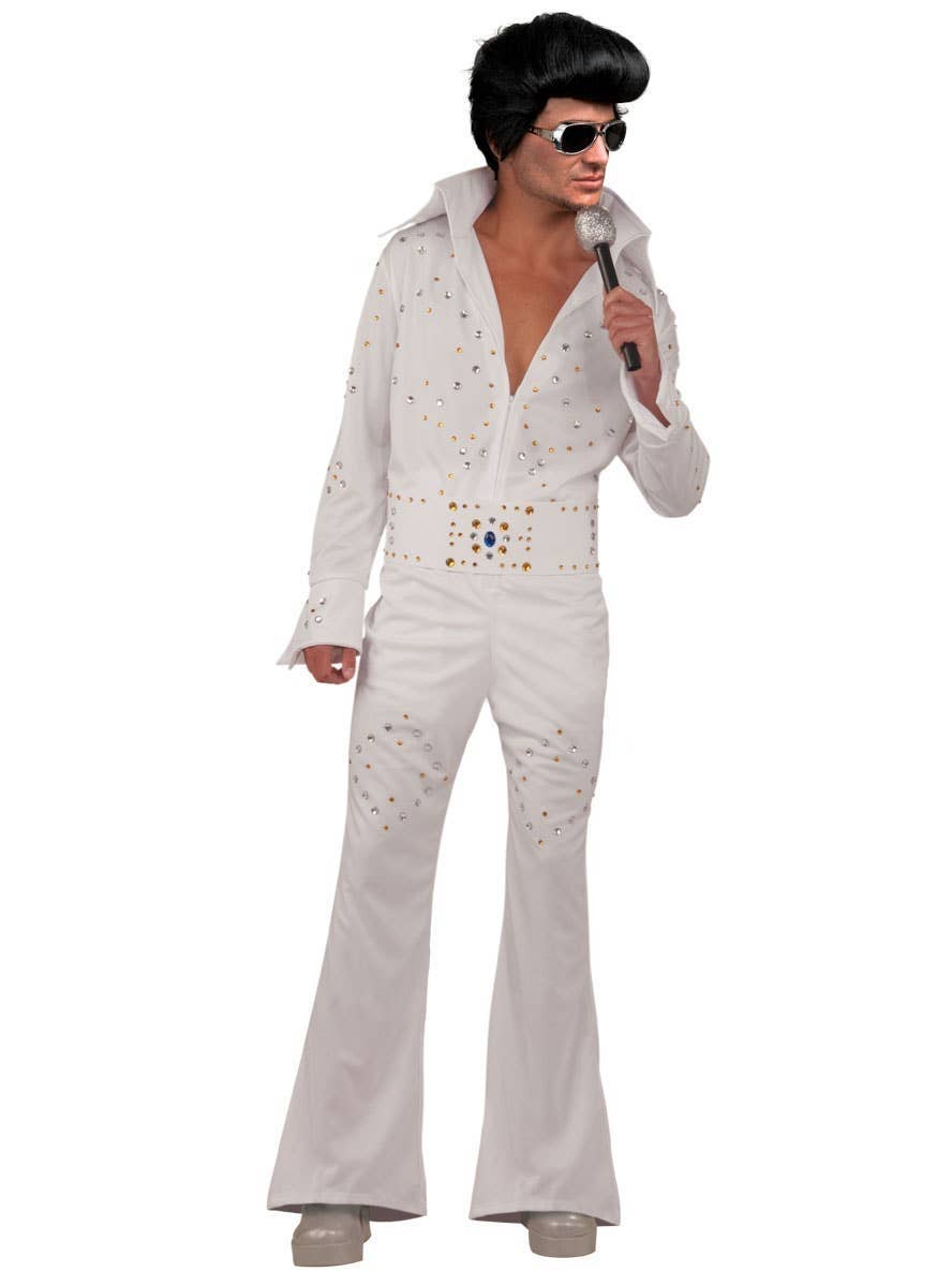 Vegas Superstar Men's White Elvis Presley Plus Size Costume