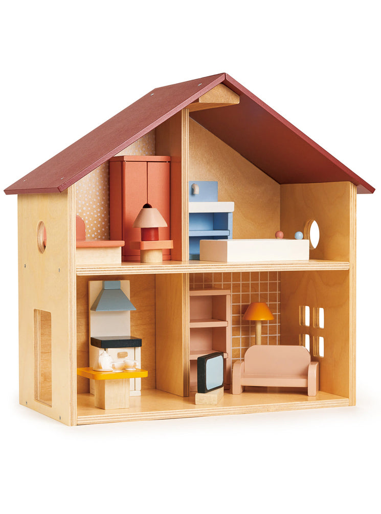 Poppets Wooden Dollhouse With Furniture - Main Image