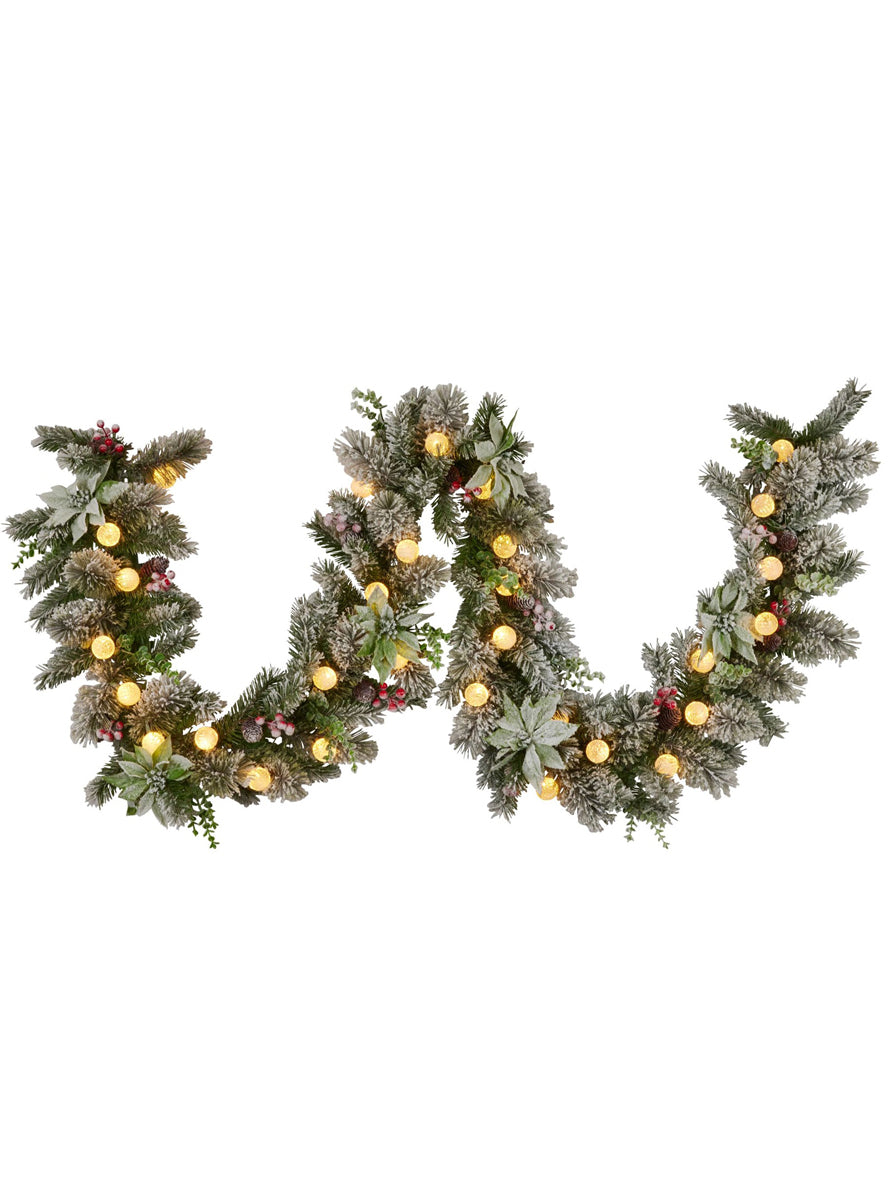 Prelit Multicolour 274cm Snowy Christmas Garland Decoration - Alternate Image 2