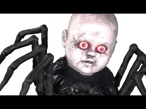 Video of Crawling Doll Spider Halloween Animatronic with Lights and Sounds