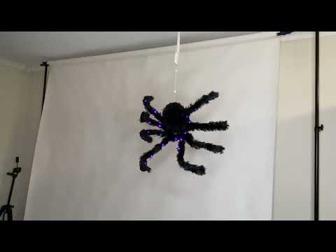 Video of Furry Black Animated Spider with Purple Lights and Sounds