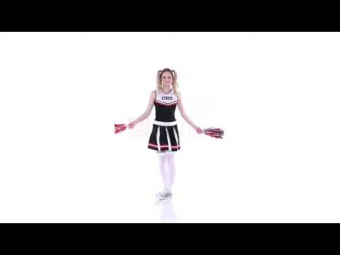 A video of a person modelling this Smiffy's brand black and white cheerleader costume for women.