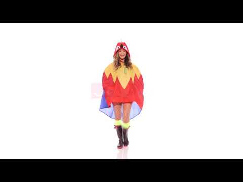 Adults Parrot Design Novelty Party Poncho Fancy Dress Accessory Product Video