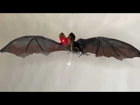 Video of Hanging Vampire Bat with Red Eyes Halloween Decoration