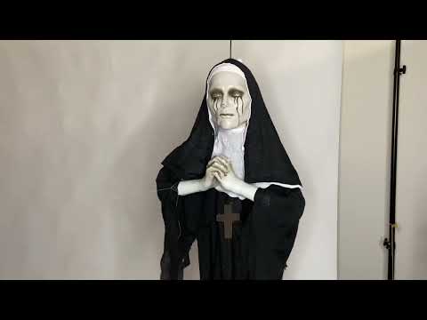 Video of Creepy Screaming Nun Halloween Decoration with Realistic Sounds and Lights