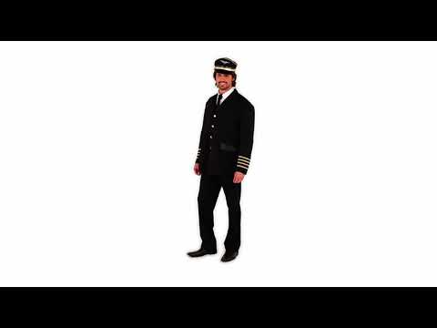 High Quality Men's Black Flight Captain Pilot Costume Product Video