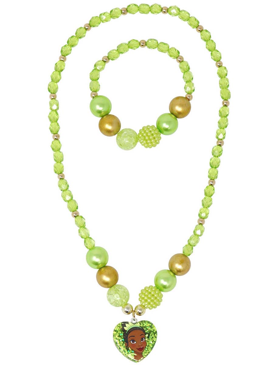 Image of Princess Tiana Girls Beaded Bracelet and Necklace Set - Main Image