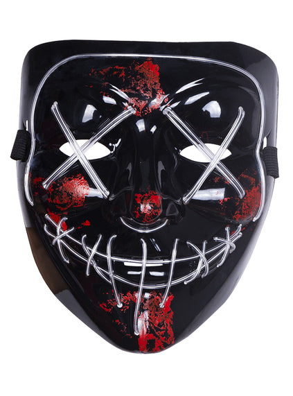 Purge Adults White Light Up Halloween Costume Mask - Alternative Image