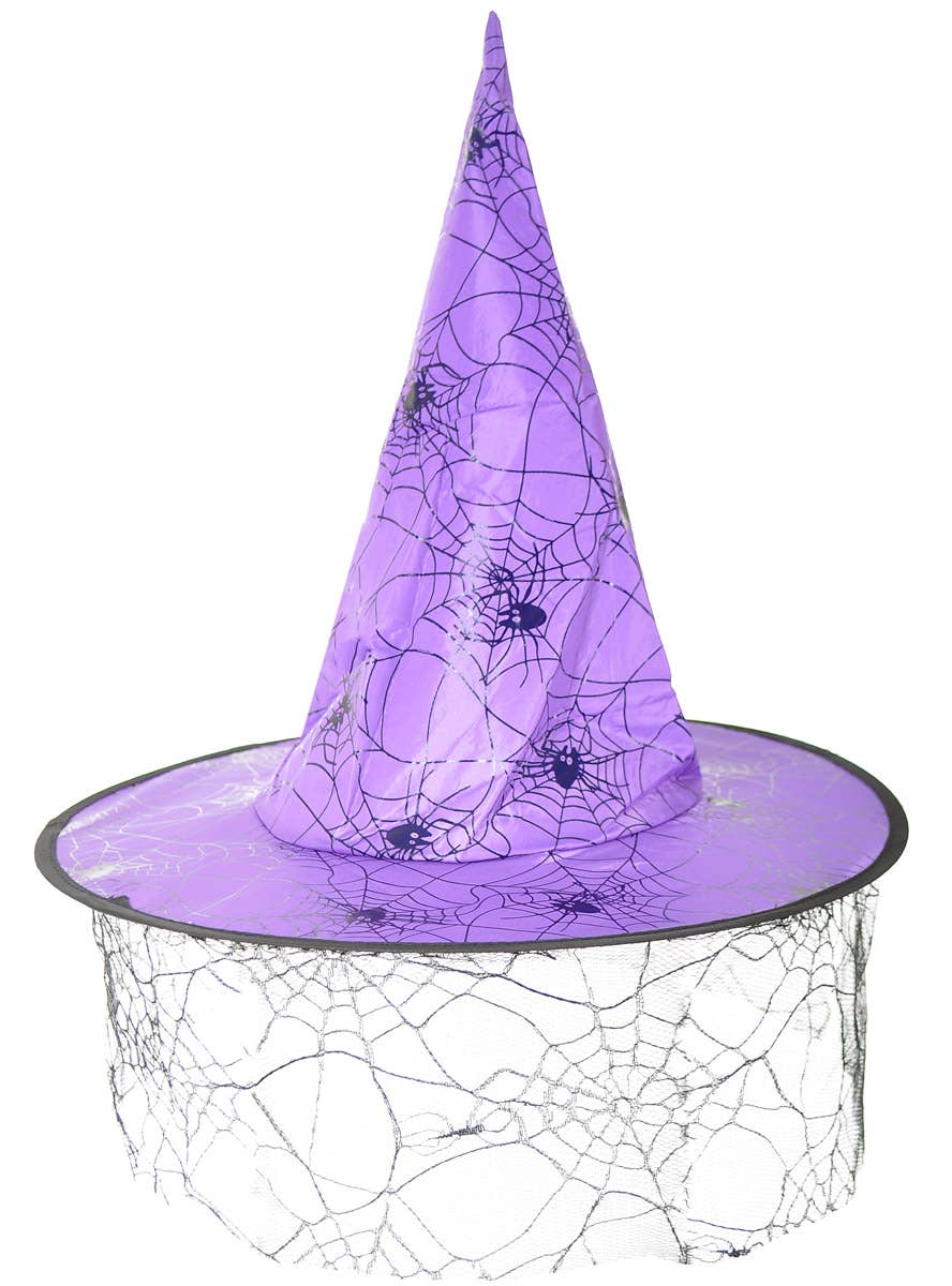 Image of Spider Web Witch Purple and Black Halloween Hat
