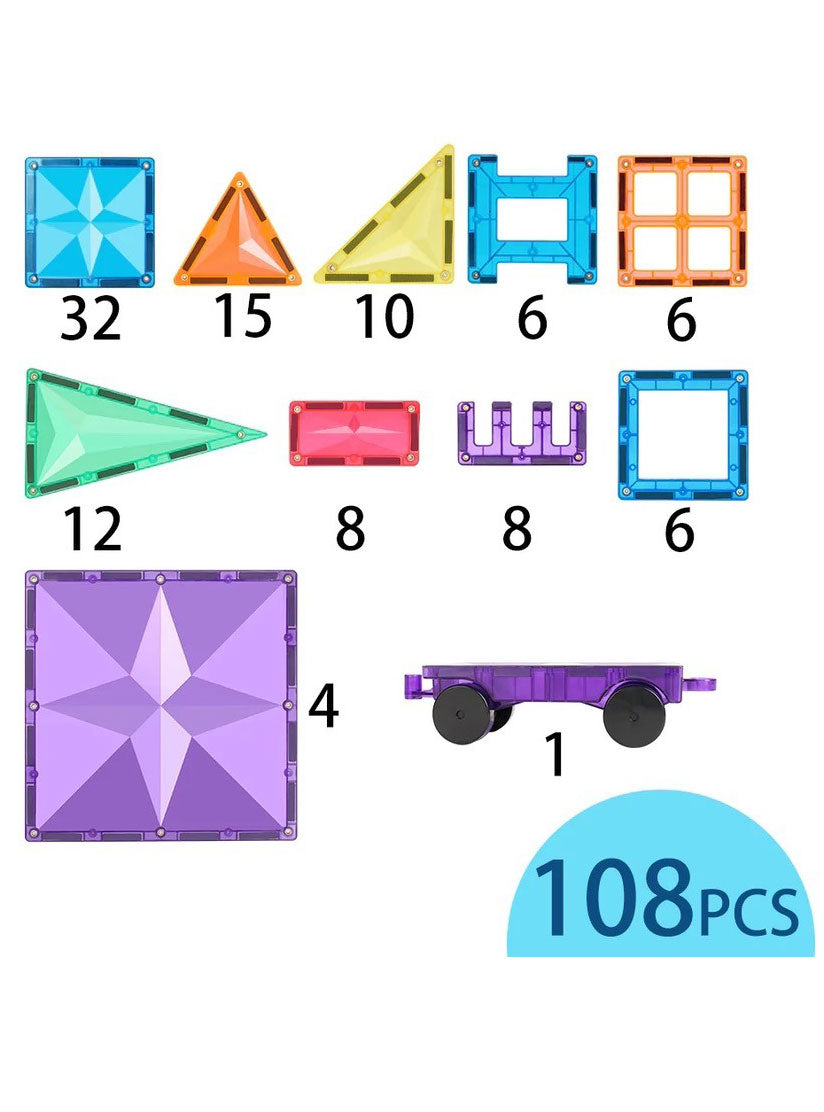 Rainbow 108 Piece Magnetic Tiles - Alternative Image 2