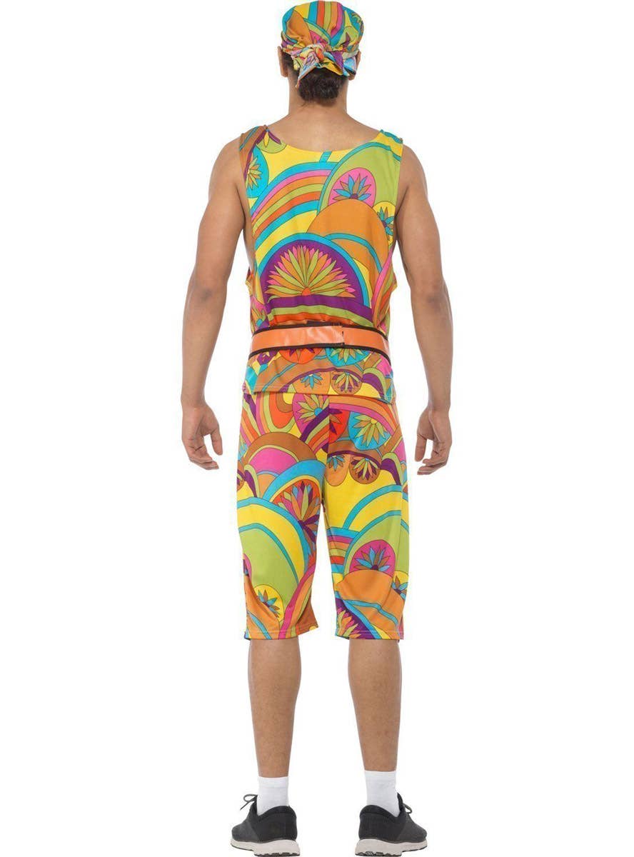 Image of Rainbow 1980s Work Out Men's Funny Costume - Back Image