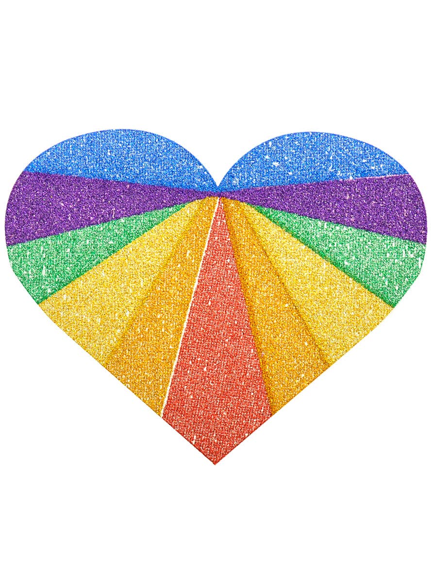 Image of Rainbow Glitter Heart Mardi Gras Body Sticker