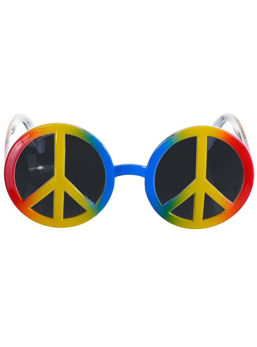 60s Rainbow Peace Sign Costume Hippie Glasses