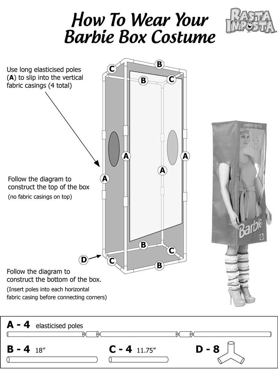 Giant Pink Barbie Box Adults Costume - Instructions Image