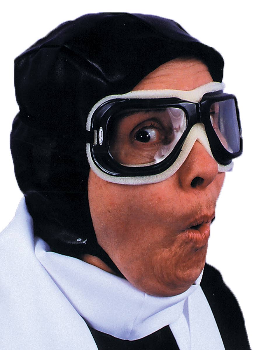 Black Aviator Costume Accessory Set with Cap and Goggles - Alternative Image