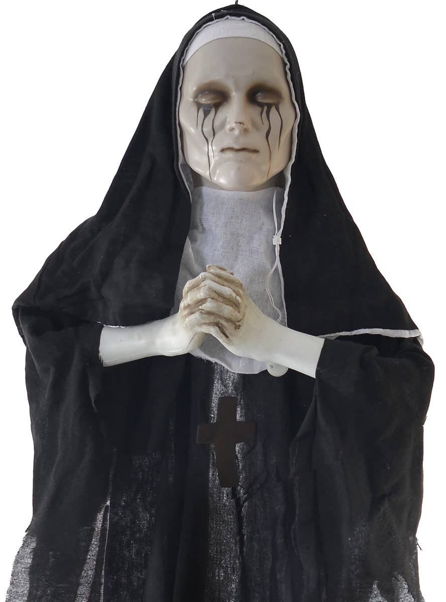 Image Of Halloween Decoration Possessed Praying Nun Halloween Decoration with Sound - Close Up Image