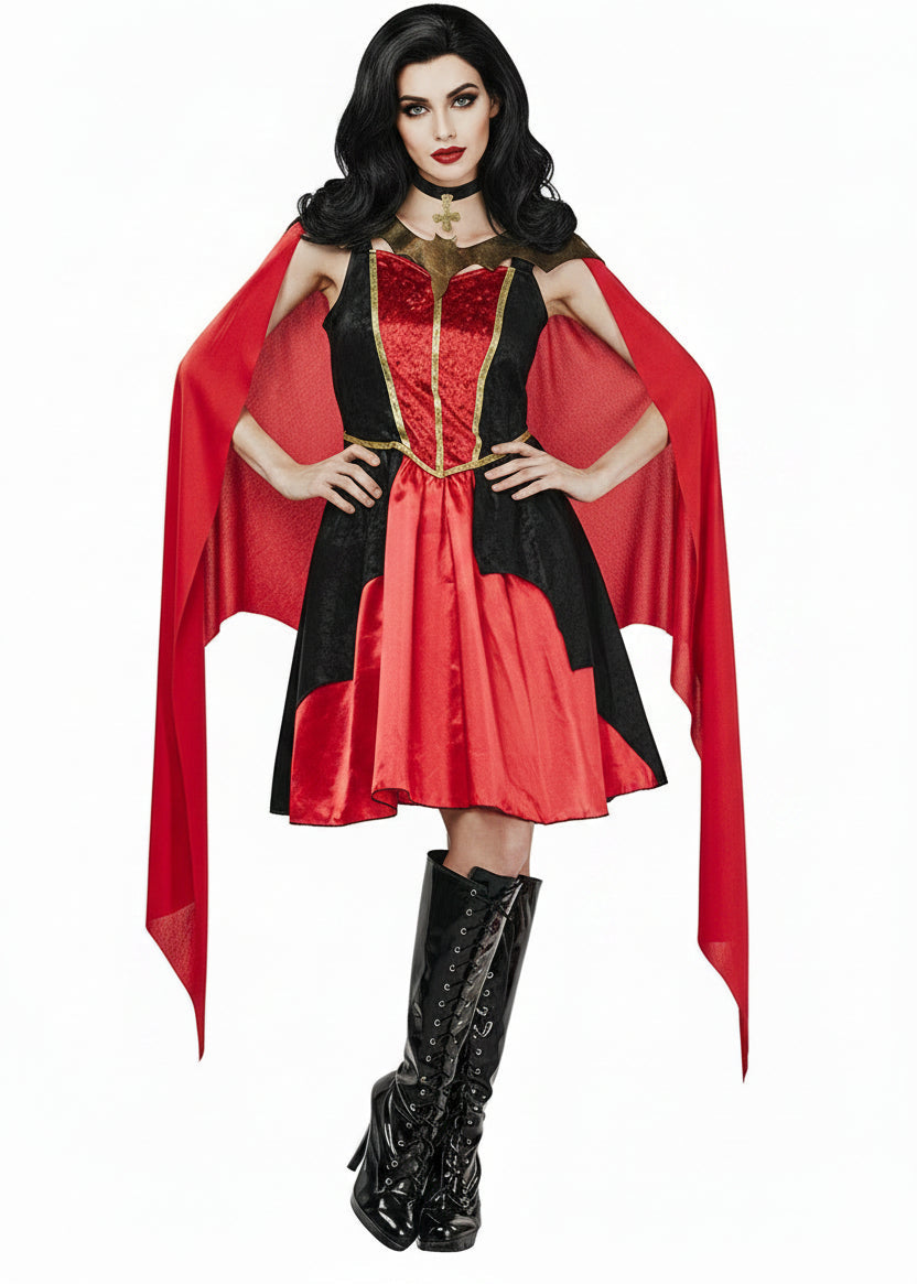 Image of Captivating Red Vampiress Women's Halloween Costume
