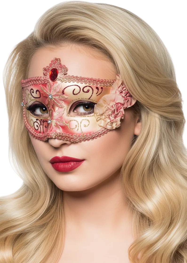Women's Edwardian Masquerade Mask Red - Main Image
