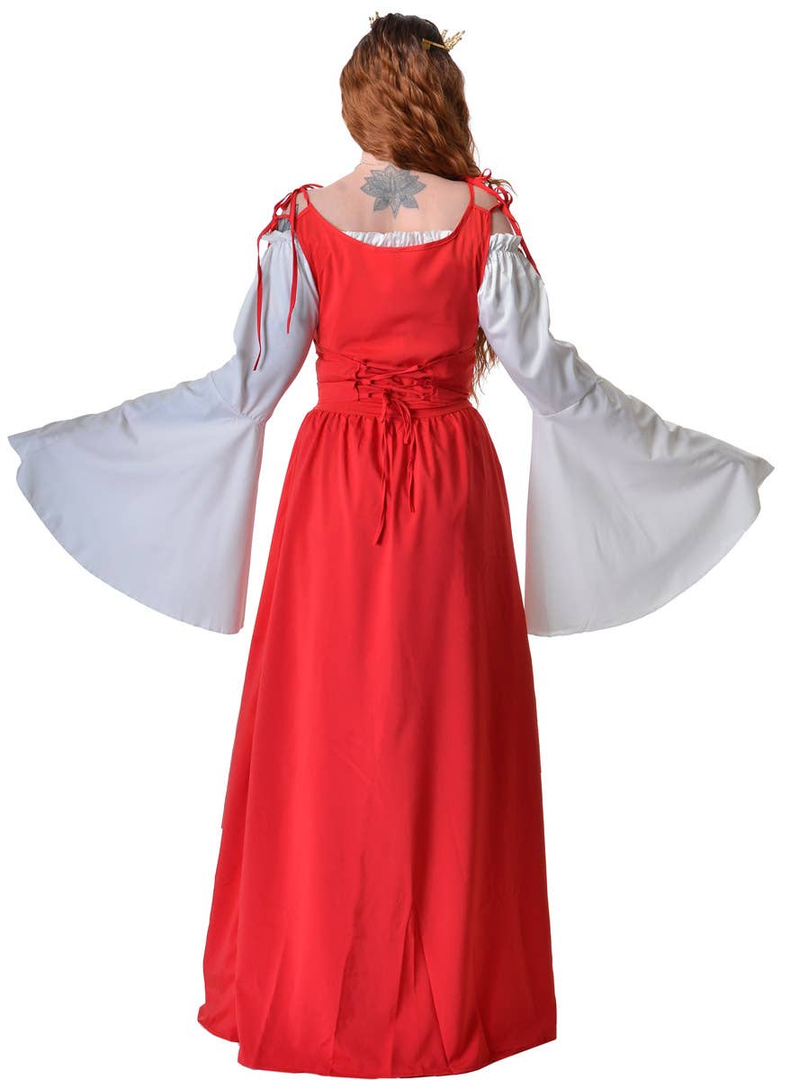 Image of back of Medieval Bright Red Women's Costume Dress