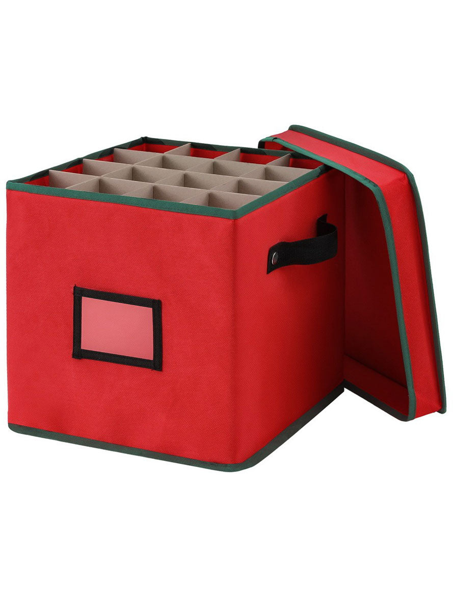 Red Christmas Ornament Storage Box With 64 Divider Compartments Main Image