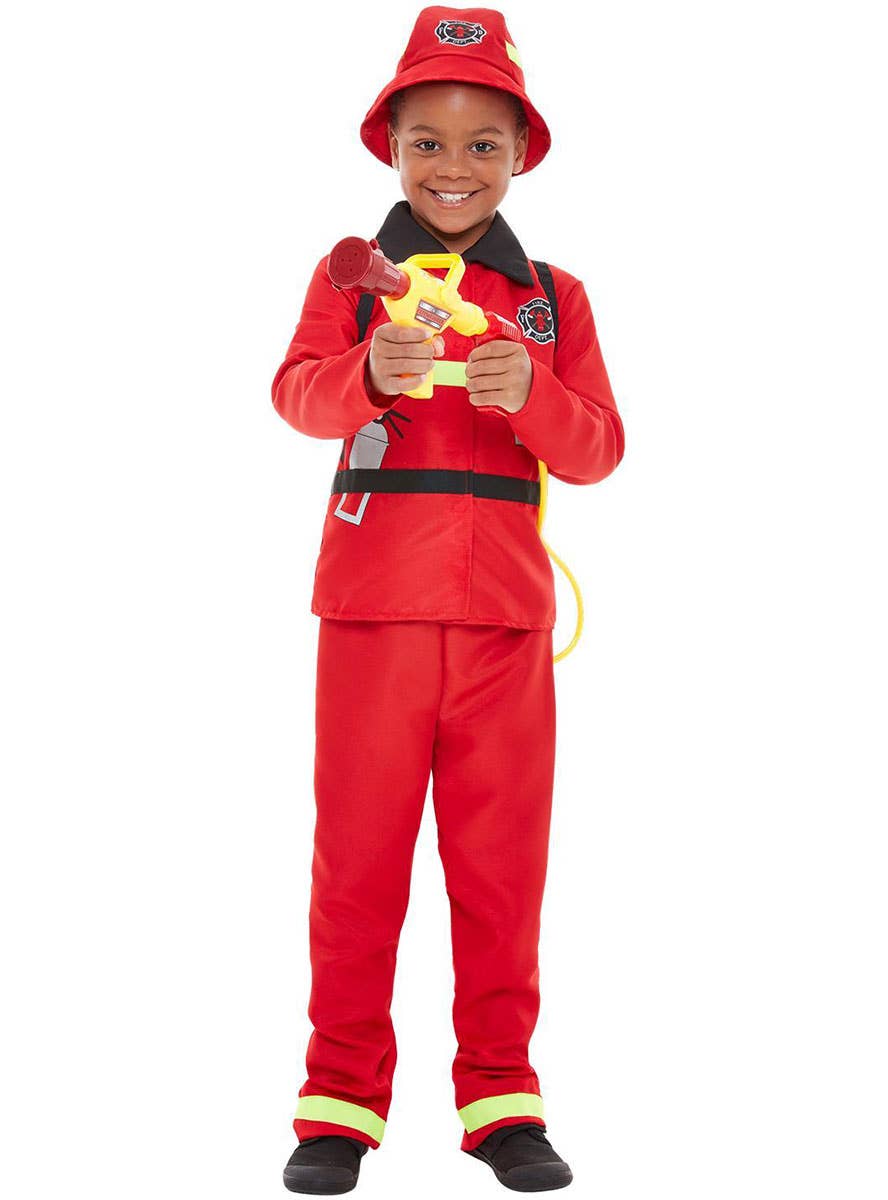 Image of Fierce Red Fire Fighter Boys Costume - Alternate Image