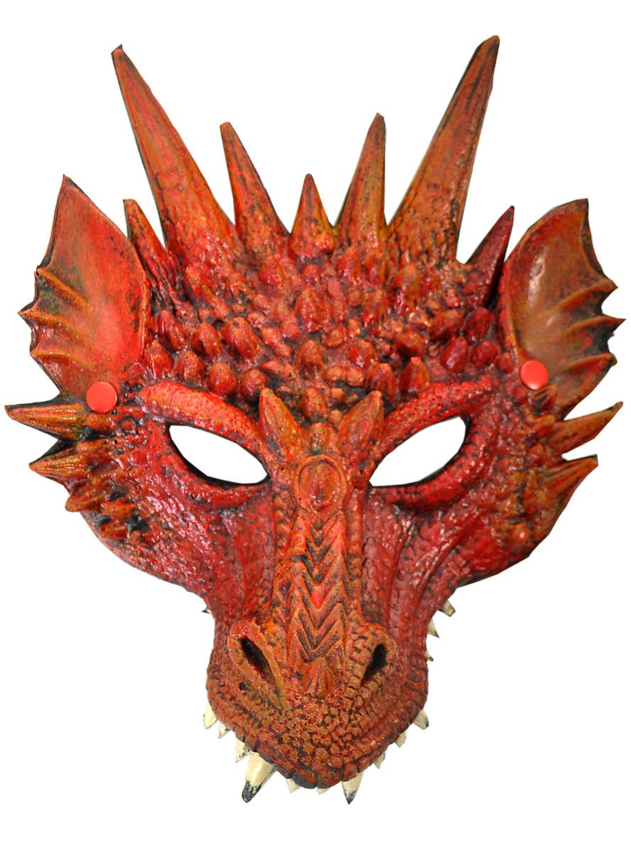 Image of Deluxe Red Dragon Wings Mask and Tail Kit - Close Mask Image