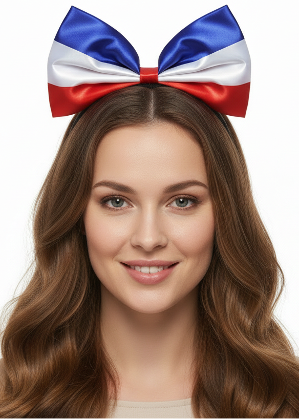 Oversized Red White and Blue Australia Day Costume Headband with Bow - main image