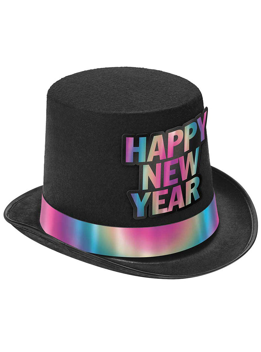 Reflective Ribbon Happy New Year Top Hat - Reflected Image