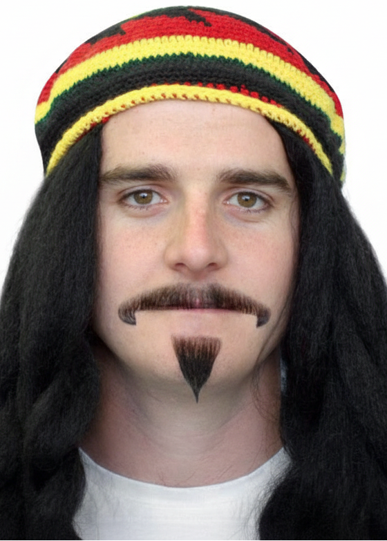 Reggae Rasta Black Moustache and Goatee Set - Main Image