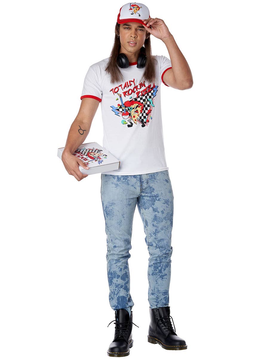 Image of Rockin 80s Pizza Dude Men's Fancy Dress Costume - Front View