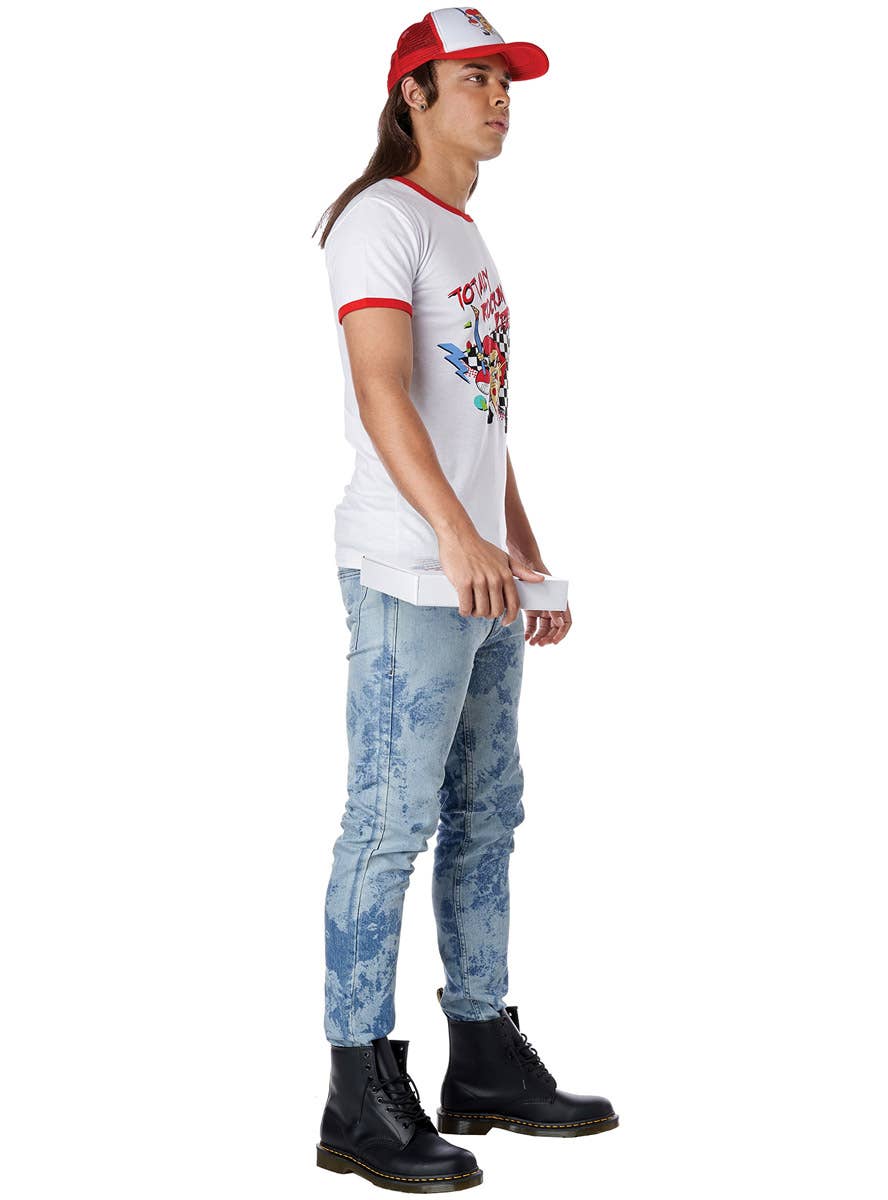 Image of Rockin 80s Pizza Dude Men's Fancy Dress Costume - Side View
