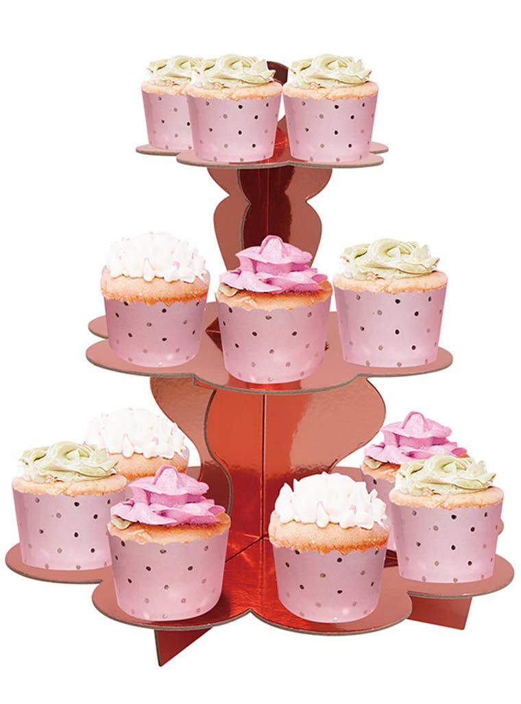 Image of Rose Gold Metallic 3 Tier Cupcake Stand