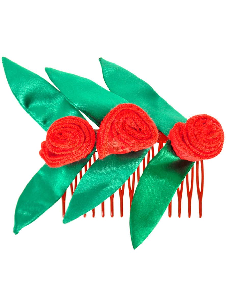 Image of Flamenco Red Rosette Hair Comb Costume Accessory
