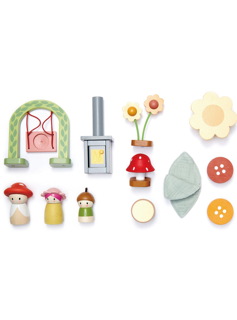 Rosewood Cottage Childrens Mini Wooden Doll House Set - Dolls Image