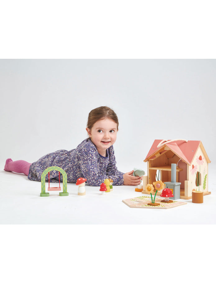 Rosewood Cottage Childrens Mini Wooden Doll House Set - Lifestyle Image 1