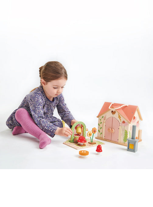 Rosewood Cottage Childrens Mini Wooden Doll House Set - Lifestyle Image 2