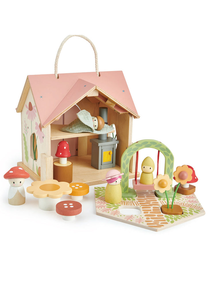 Rosewood Cottage Childrens Mini Wooden Doll House Set - Main Image