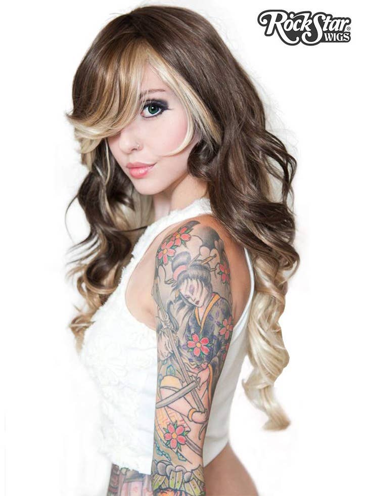 Choco Vanilla Women's Deluxe Rockstar Curly Fashion Wig Side Image