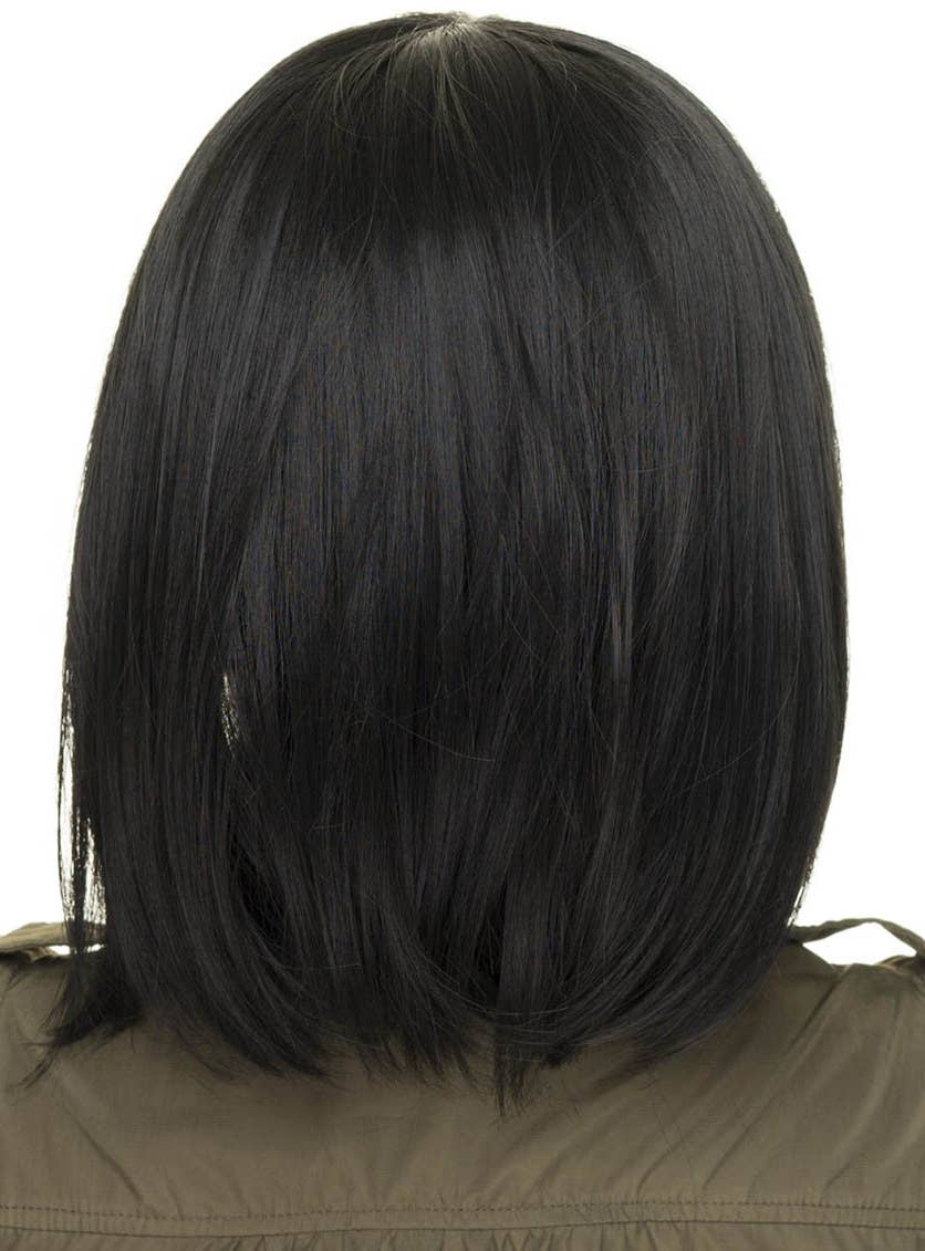 Women's Deluxe Short Black Heat Resistant Bob Wig with Bangs Back Image
