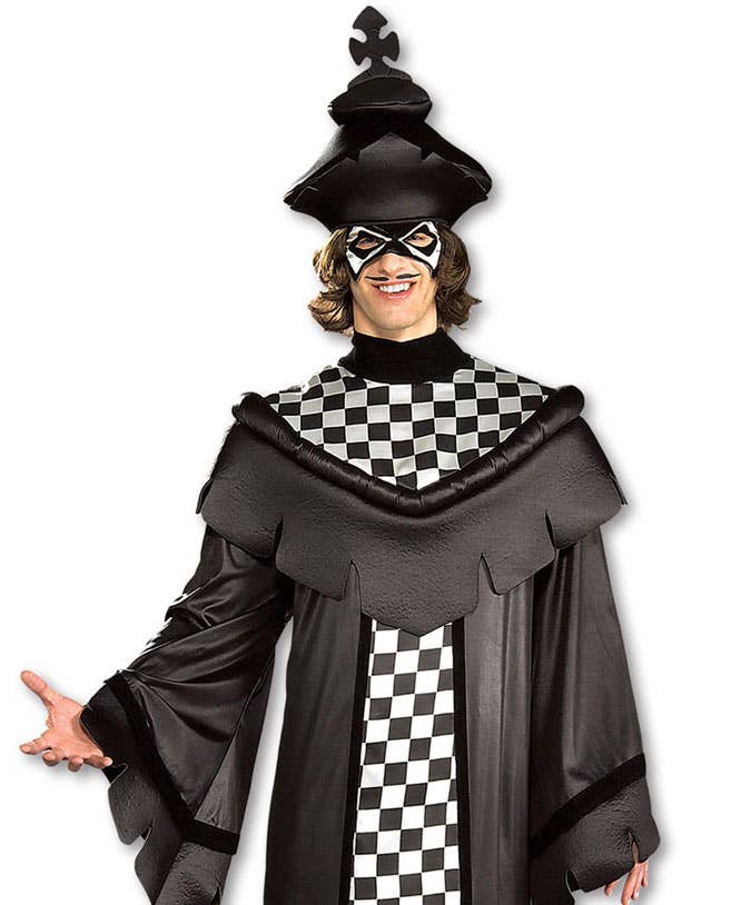 Black and White Chequered Chess King Men's Costume - Close Up Image