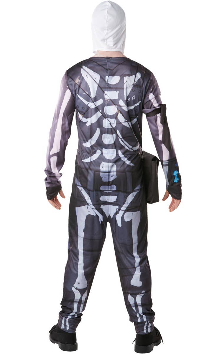 Mens Skull Trooper Fortnite Video Game Fancy Dress Costume Back Image