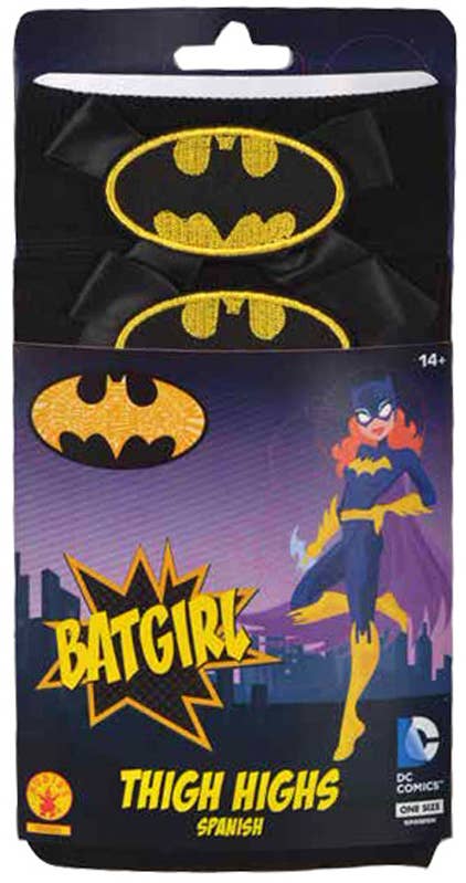 Women's DC Comics Batgirl Black Thigh High Stockings Costume Accessory Packaging Image