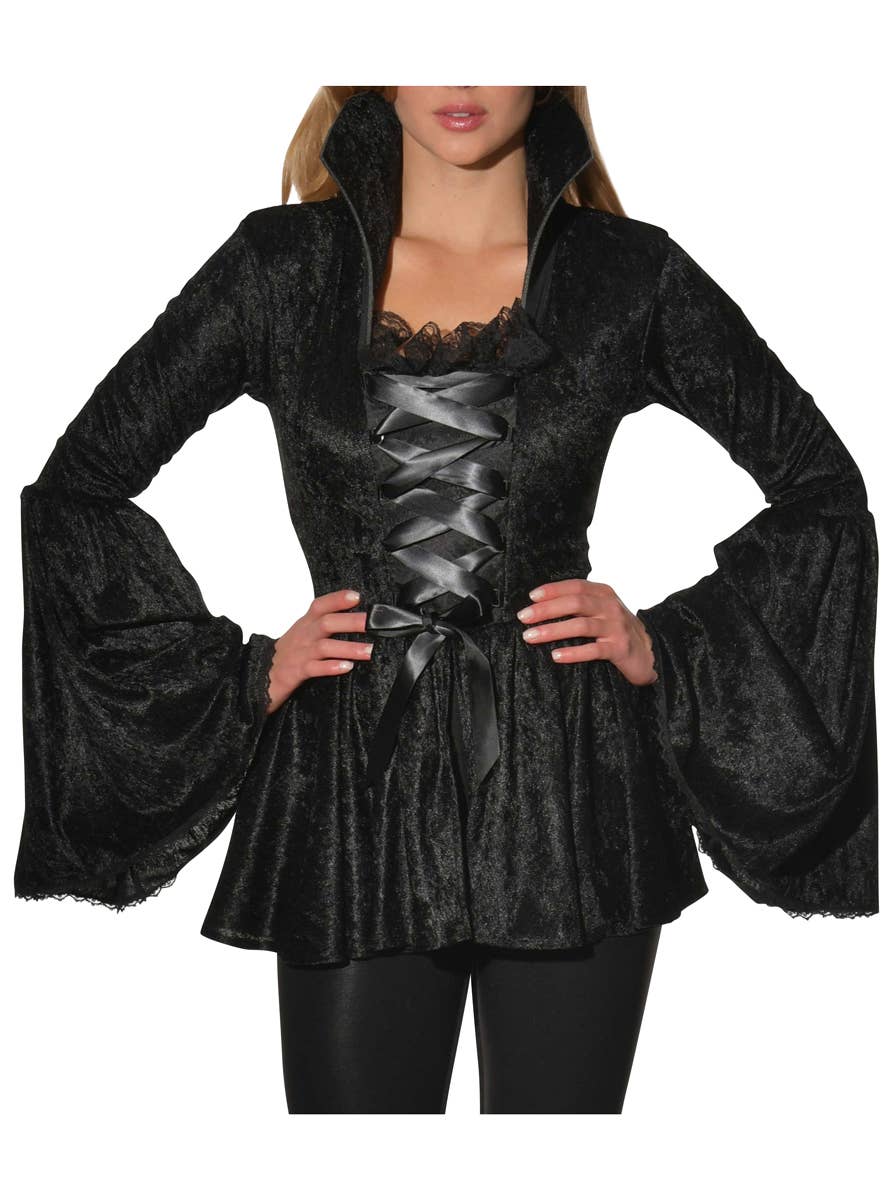 Black Velvet Soul Crushed Halloween Costume Top For Women