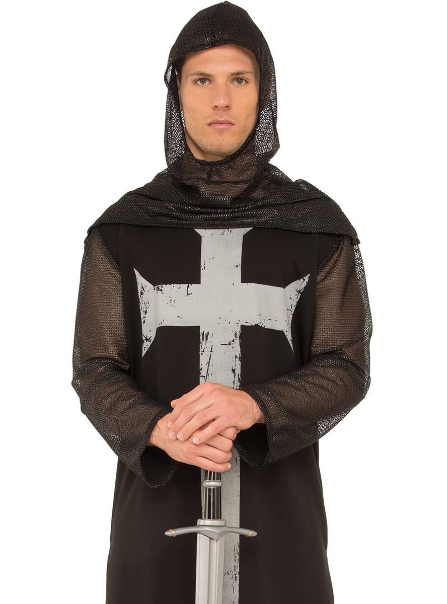 Black Gothic Knight Men's Medieval Dress Up Costume - Alternative Image